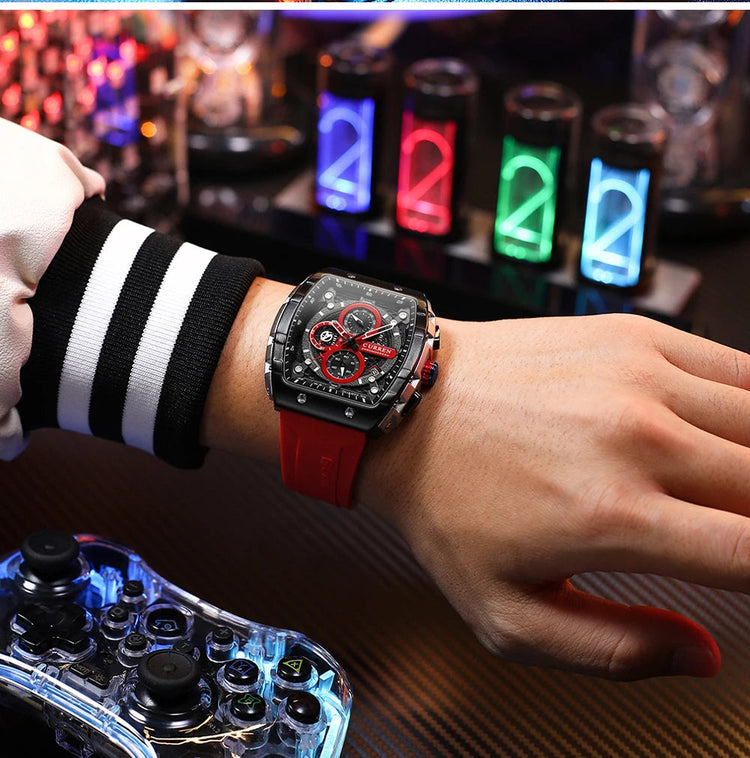 CURREN Orologio da uomo alla moda, marchio unico, design quadrato, lusso, nastro sportivo al quarzo, orologi da uomo impermeabili platinumshop