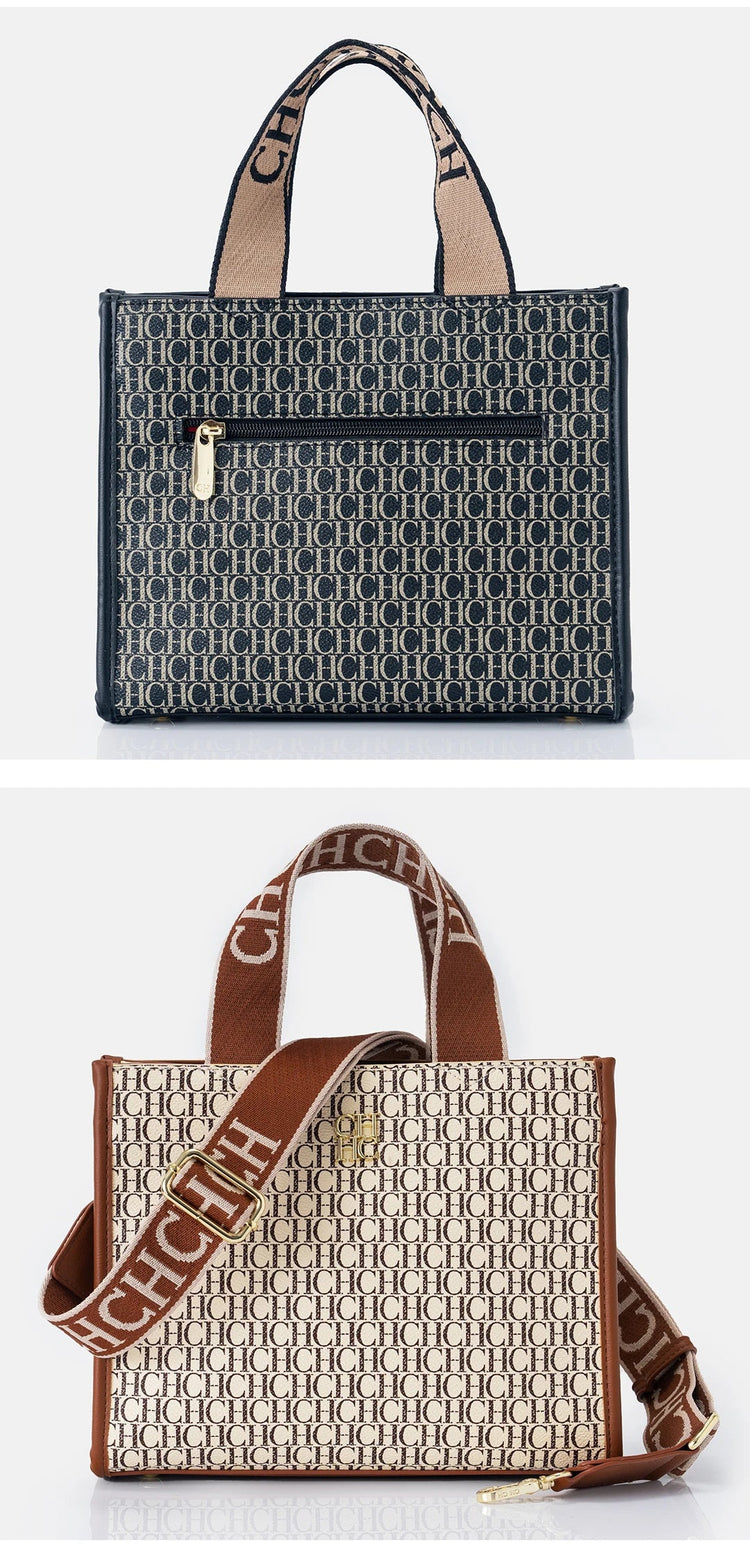 CHCH Fashion Monogram Print High Quality Metal Logo Casual Light Luxury Brand Designer 2025 New Women's Handbag bolsos mujer PlatiNum