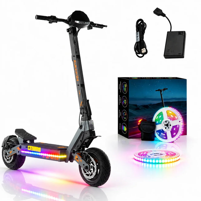 Monopattino elettrico per adulti KuKirin G4 2000W, autonomia 75 km, 60V 20Ah, per tutti i terreni, pieghevole da 11 pollici + bande luminose a LED