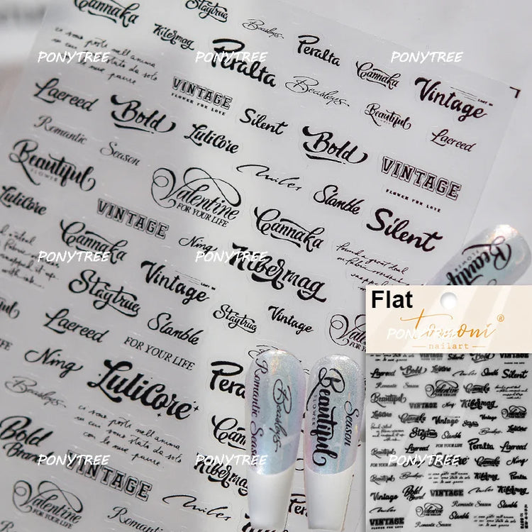 English Word Christmas Tree Calligraphy Font Reindeer Bell Gift Bowknot Starburst Adhesive Nail Charm Art Sticker Manicure Decal