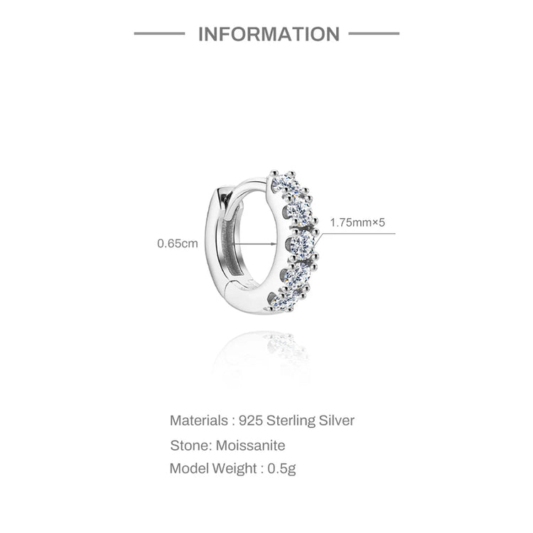 AIDE 1PC Sparkling Moissanite Piercing Stud Earrings 925 Sterling Silver Shining Circle Earring For Women Ear Bone Earring Jewel PlatiNum