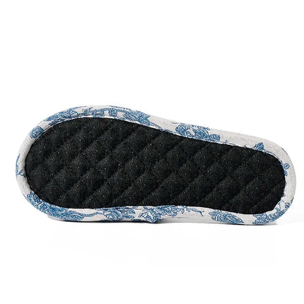 New Home Slippers Soft Cotton Floral Floor Shoes Fashion Lightweight Non-slip Indoor Slippers Couple Slippers for Bedroom