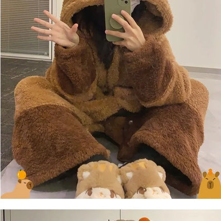 Winter Capybara Cosplay Costume Robes Adult Kigurumi Unicorn Onesie Anime Nightgown Halloween Cartoon Pajamas Sleepwear