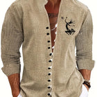 Camicia a maniche lunghe da uomo con motivo a righe Outdoor Street Manica lunga Abbigliamento stampato Top con design a bottoni da strada alla moda