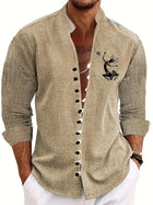 Camicia a maniche lunghe da uomo con motivo a righe Outdoor Street Manica lunga Abbigliamento stampato Top con design a bottoni da strada alla moda