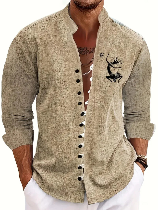 Camicia a maniche lunghe da uomo con motivo a righe Outdoor Street Manica lunga Abbigliamento stampato Top con design a bottoni da strada alla moda