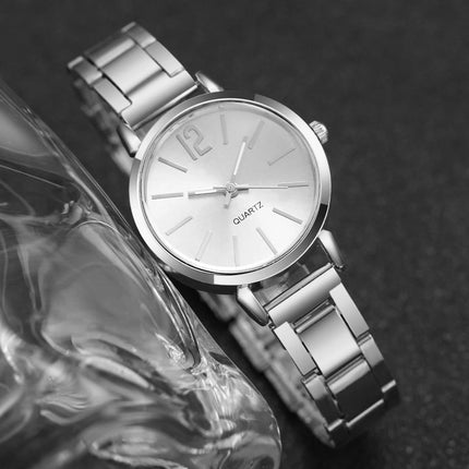 Set di braccialetti con apertura per orologio da polso al quarzo con cinturino in acciaio dorato alla moda da donna 2 pezzi platinumshop