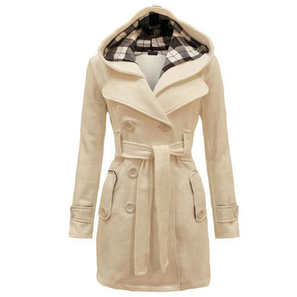 Fashion Woolen Coat Women Warm Fleece Jacket With Belts Double Breasted Solid Casual Jacket 2022 Winter Vintage Slim Ladies Coat