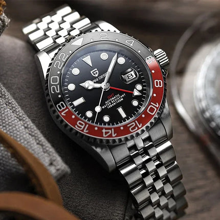 Nuovo Orologio Meccanico Automatico PAGANI DESIGN GMT 2026 per Uomo, Ghiera in Ceramica, Impermeabile 100ATM, Orologio Sportivo Nautico da Immersione, Orologio da Polso Maschile in Acciaio Inossidabile + Reloj Hombre + Scatol