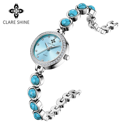 Orologio da donna CLARE SHINE Brand 7708, elegante orologio al quarzo di lusso, impermeabile, con datario, collezione Stellar Eyes. platinumshop