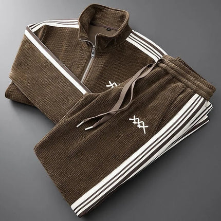 Men's clothing Winter New Fashion Slim Embroidery coats Female and Men's set Casual Warm Sports Casual Tracksuit men PlatiNum