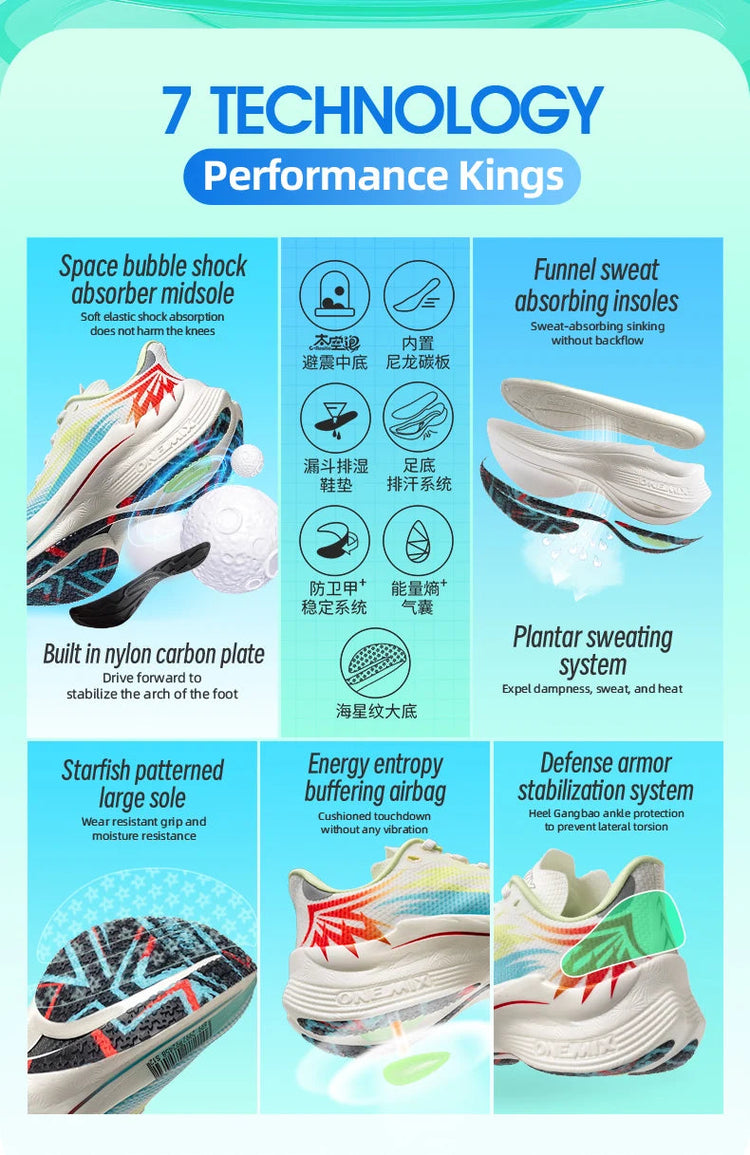 ONEMIX 2026 Nuove Scarpe da Corsa e Allenamento per Uomo, Suola Intera in Nylon, Scarpe Sportive Traspiranti Estive per Donna PlatiNum