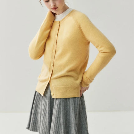 CHICUU Women's A-line Pleated Skirt 100% Cashmere Knit Mini Skirt Autumn Winter Preppy Style Above Knee Skirt Cashmere Knitwear PlatiNum