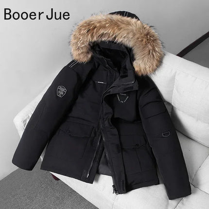 90% White Duck Down Removable Cap Men's Thermal Down Jacket Thick Puffer Jacket Men Coat High Quality Overcoat Winter Parka Men