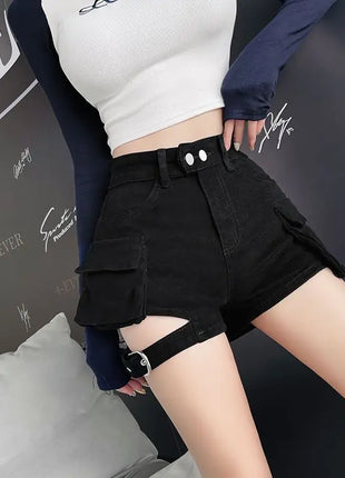 Pantaloncini cargo a vita alta Pantaloncini jeans con tasche chic kaki Abiti estivi per ragazza sexy per donna