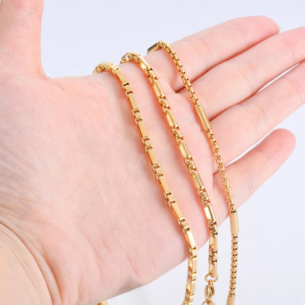 New 1 piece Stainless Steel Square Pearl Chain Necklace 3:1 Handmade Box Chain DIY Jewelry Making Bracelet Anklet Necklace PlatiNum