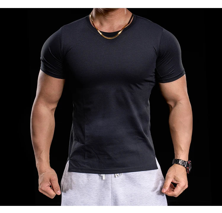 Abbigliamento da allenamento fitness da palestra da uomo T-shirt sportiva attillata a maniche corte