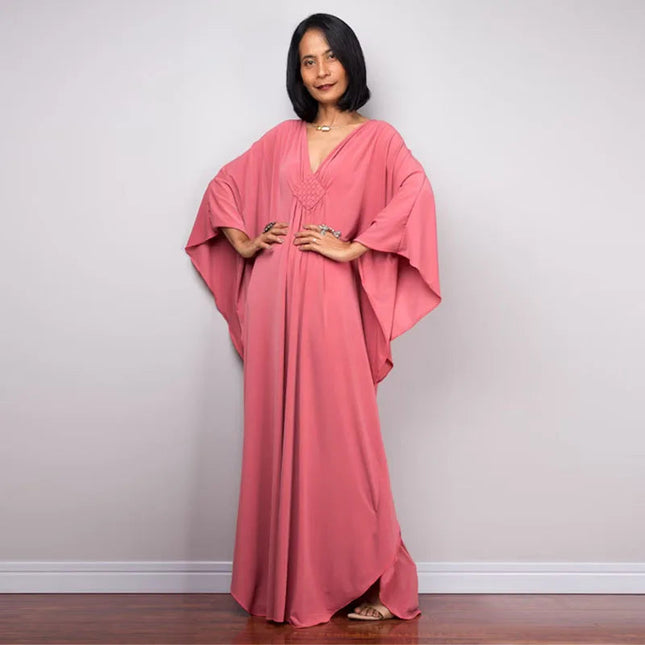 Cover Up Caftano casual da donna Taglie forti Abiti da spiaggia Abito da bagno con maniche a pipistrello platinumshop