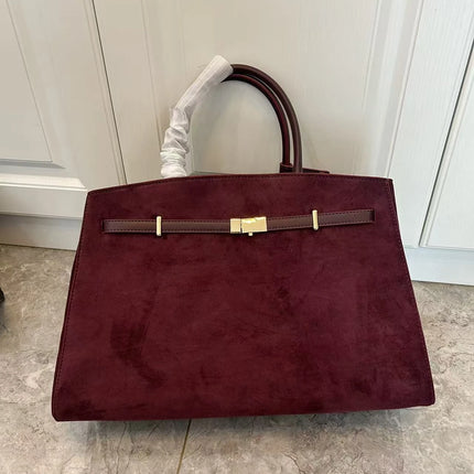 Borsa a mano di lusso in pelle martellata con chiusura in metallo, manico rigido, borsa professionale per affari e cerimonie