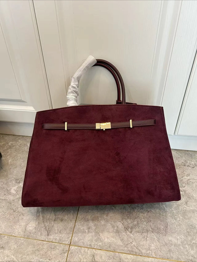 Borsa a mano di lusso in pelle martellata con chiusura in metallo, manico rigido, borsa professionale per affari e cerimonie