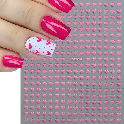 8pc 3D Mixed Color Heart Nail Stickers Valentines' Day Sweet Red Pink Love Selfadhesive Nail Decoration Decals Manicure 2027