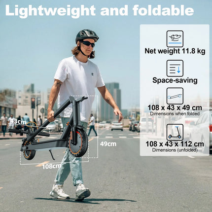 Monopattino elettrico per adulti TODIMART K3 Batteria 36V 7.8Ah Motore 350W Autonomia 25-35km Carico massimo 70kg Monopattino elettrico pieghevole per adulti Pneumatici a nido d'ape resistenti alle forature Telaio ultralegger