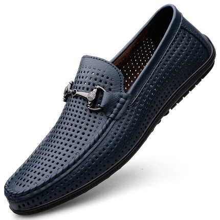 Mocassini di lusso da uomo estivi Scarpe slip on in pelle Mocassini traspiranti bianchi Scarpe casual Mocasines Hombre