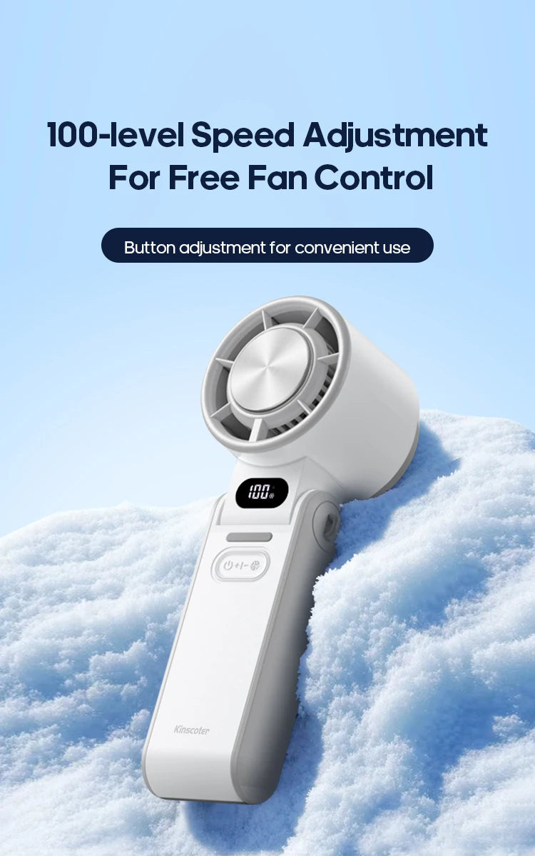 Ventilatore Portatile ad Alta Velocità con Raffreddamento Rapido, Ricaricabile 3600mAh, 100 Velocità Regolabili, Mini Ventilatore Pieghevole Turbo e Cordino