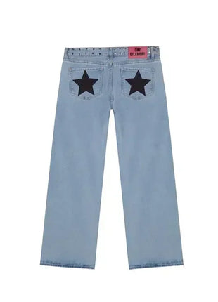 Y2k One Dilemma Pantaloni in denim Stampa leopardata Stella Jeans a gamba larga Streetwear Jeans larghi a vita alta Harajuku Abbigliamento donna gotico