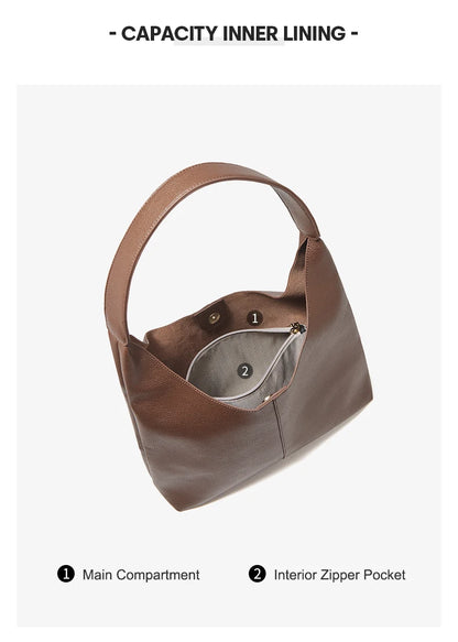FOXER Minimalism Split Leather Women Shoulder Underarm Bag 2025 New Solid Casual Hobo Bag Female Daliy Tote Bag Purse