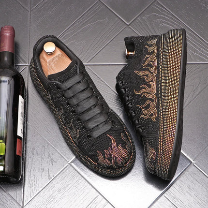 New Style Luxury Men's High Hip-hop Casual Shoes Men Black Fashion Rivets Shoes Italy Fashion Leisure Driving Loafers