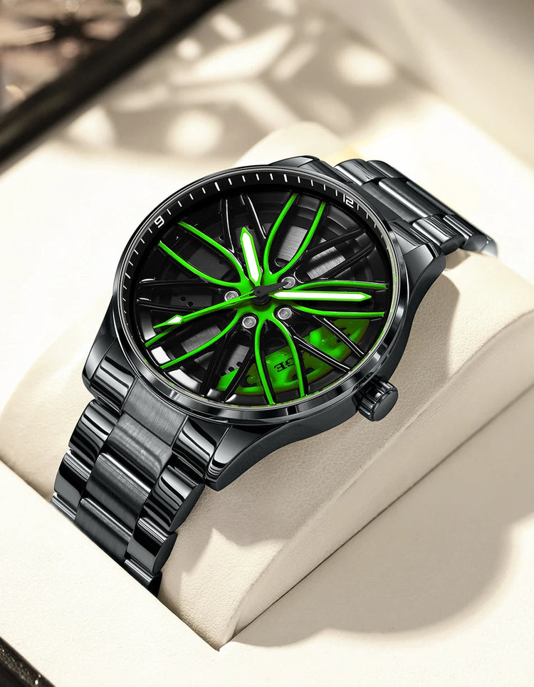 Orologio da Uomo LIGE di Lusso al Quarzo, Sportivo, Impermeabile, in Acciaio Inossidabile, Luminoso, con Quadrante a Forma di Ruota d'Auto, Elegante Orologio da Uomo per Affari platinumshop