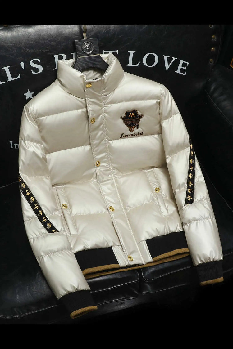 Winter White Duck Down Jacket Men's Light Luxury Trendy Leather Windproof Warm Down Jacket Men Brand Clothes Casual Puffer Coat