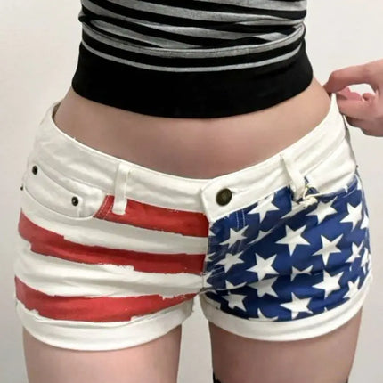 Pantaloncini di jeans stampati a stella retrò per donna Estate Y2k Glutei sottili Super Shorts Jeans Pantaloni caldi