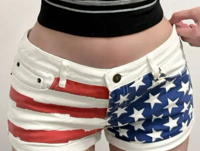 Pantaloncini di jeans stampati a stella retrò per donna Estate Y2k Glutei sottili Super Shorts Jeans Pantaloni caldi