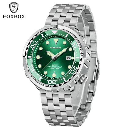 FOXBOX Top Brand Fashion Diver Watch Men 50ATM Waterproof Date Clock orologi sportivi orologio da polso al quarzo da uomo Relogio Masculino platinumshop