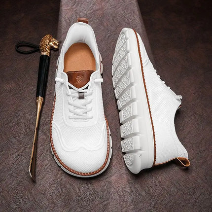 Scarpe casual estive da uomo a punta larga, taglie grandi, con suola morbida e funzione antiscivolo, traspiranti in tessuto Fly-Weave