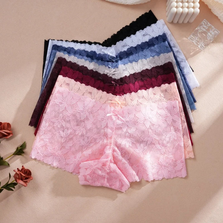 4Pcs/Set Women's Lace Panties Sexy Perspective Underwear Female Hollow Out Comfortable Underpants Low-Waist Breathable Lingerie