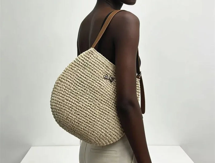 Borsa a Spalla da Donna Estiva in Paglia Intrecciata, Borsa Grande Capacità Artigianale in Rattan, Borsa Tote di Lusso Designer da Spiaggia