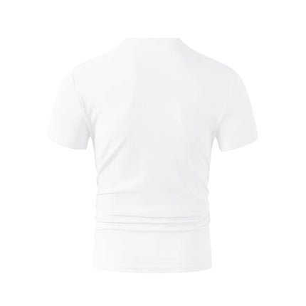 2025 New Men's Casual Fashion Simple V-neck Short Sleeved T-shirt Summer Comfortable Breathable Versatile Top PlatiNum
