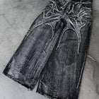 Pantaloncini Larghi Unisex Stile Gotico Retrò Y2K, Jeans Phantom con Ricamo a Ragno, Streetwear Hip Hop