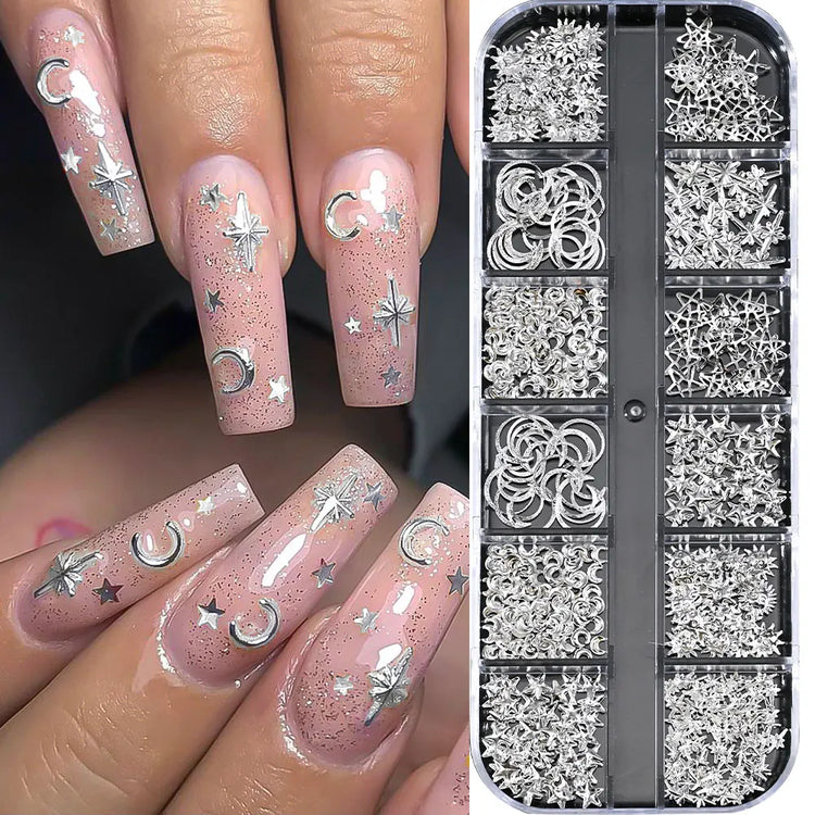Ocean Starfish Shell Nail Charms Golden Silver Metal Nail Art Decoration 3D Nail Rivet Metallic Slice DIY Manicure Nail PartsY2K