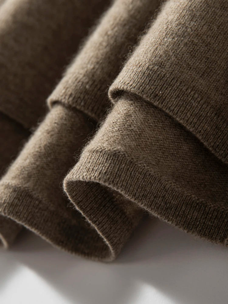 Women's Cashmere Umbrella Skirts Autumn Winter Basic Office Lady Classics 100% Cashmere Knitted A-Line High Waist Pockets Dress PlatiNum