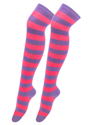 Calze autoreggenti a righe da donna Calze da donna nere bianche rosa lunghe sopra sopra il ginocchio femboy Cosplay Lolita Harajuku Y2k