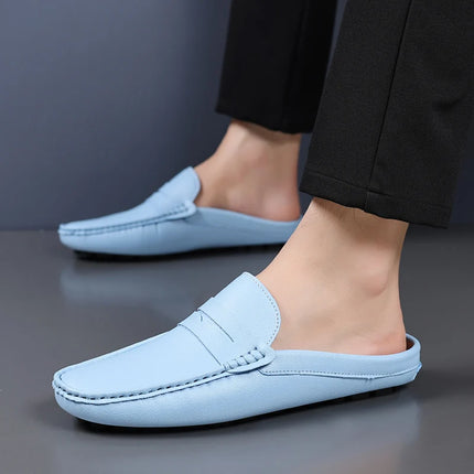 YRZL mocassini estate Slip on mezze scarpe per uomo pantofole in pelle PU Casual traspirante comodi mocassini mocassini scarpe Casual da uomo