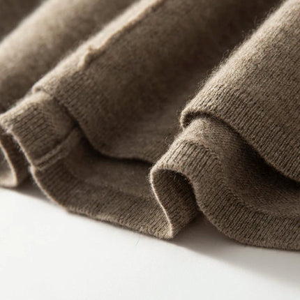 Women's Cashmere Umbrella Skirts Autumn Winter Basic Office Lady Classics 100% Cashmere Knitted A-Line High Waist Pockets Dress PlatiNum