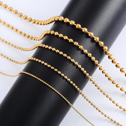 Accessori per gioielli con collana di perline rotonde con catena a sfera in acciaio inossidabile color oro da 1,2 mm-4.0 mm per pendente PlatiNum