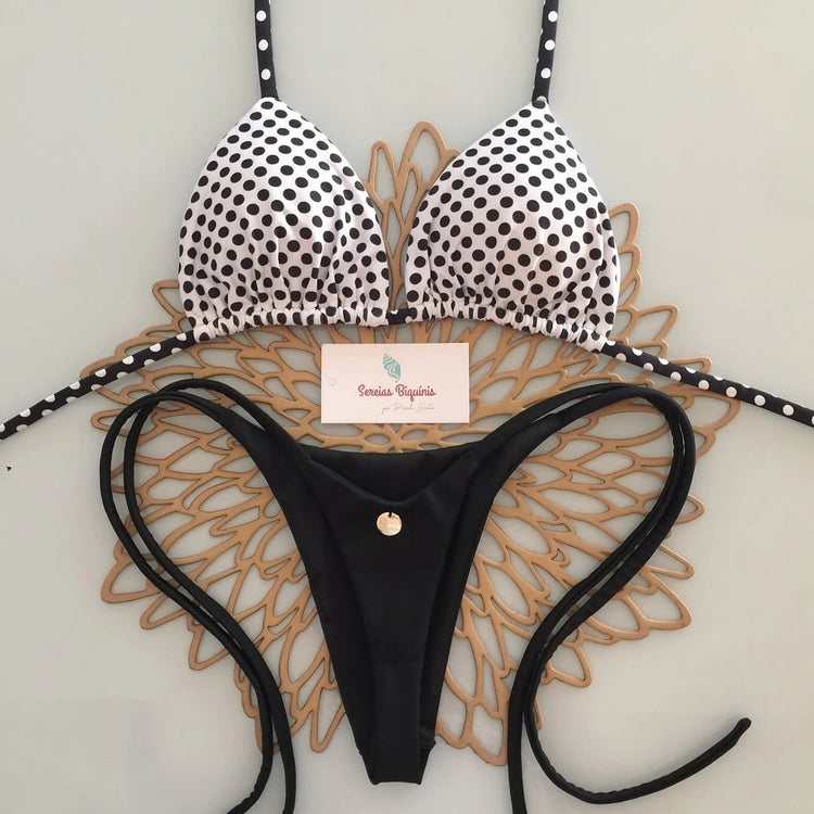 Micro Bikini Push-Up Donna 2026 - Set Bikini Brasiliano Halter con Stampa Floreale e Tinta Unita - Costumi da Bagno da Spiaggia