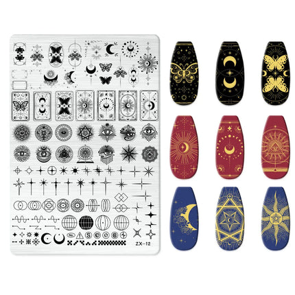 Flowers Love Nail Stamping Newspaper Splice Theme Irregular Stamping Plates Letter Nail Art Printing Stencil Tool Big Size Tools
