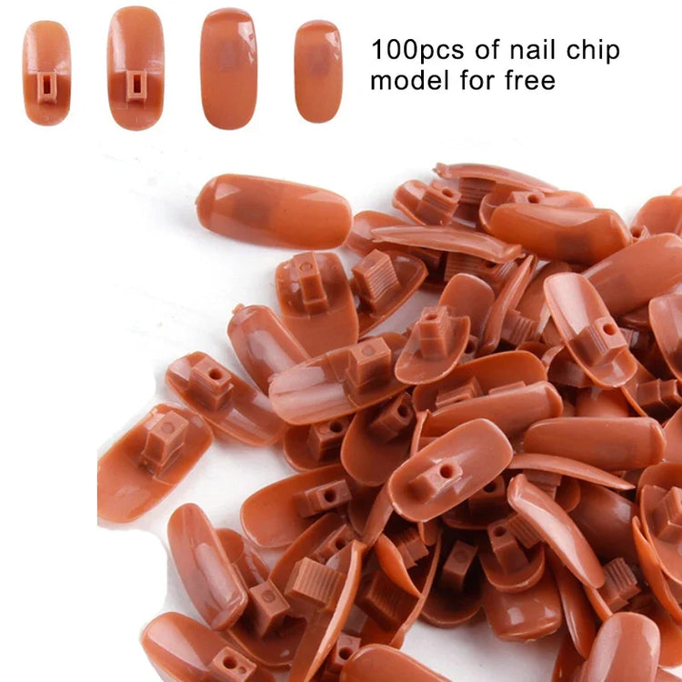 Nail Art Practice Hand Manicure Practice Finger Acrylic Nail Tips with 100pcs Fake Nails Nail Training Equipment Tools 2028